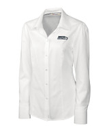 Seattle Seahawks Cutter & Buck Epic Easy Care Nailshead Womens Long Sleeve Dress Shirt White Mannequin