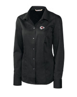 Kansas City Chiefs Cutter & Buck Epic Easy Care Nailshead Womens Long Sleeve Dress Shirt Black Mannequin