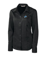 Detroit Lions Cutter & Buck Epic Easy Care Nailshead Womens Long Sleeve Dress Shirt Black Mannequin