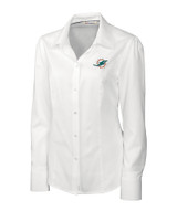 Miami Dolphins Cutter & Buck Epic Easy Care Nailshead Womens Long Sleeve Dress Shirt White Mannequin
