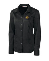 Iowa State Cyclones Cutter & Buck Epic Easy Care Nailshead Womens Long Sleeve Dress Shirt Black Mannequin
