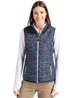 Seafair Cutter & Buck Rainier PrimaLoft® Epic Versatility Printed Womens Insulated Recycled Full Zip Puffer Vest Dark Navy Front