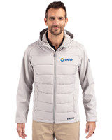 Seafair Cutter & Buck Evoke Hybrid Softshell Recycled Full Zip Mens Hooded Jacket CONCRETE Front