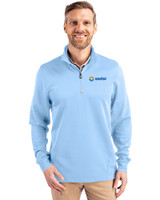 Seafair 91���� Traverse Stretch Eco Quarter Zip Mens Pullover Atlas Light Blue Front