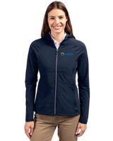 Seafair Cutter & Buck Adapt Recycled Soft Knit Stretch Womens Hybrid Full Zip Jacket Navy Blue Front