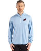 Georgia Bulldogs - Cutter & Buck Coastline Epic Comfort Recycled Mens Quarter Zip Atlas Light Blue Front