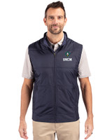 UNC Wilmington Seahawks - Cutter & Buck Stealth Hybrid Quilted Mens Windbreaker Vest Liberty Navy Front