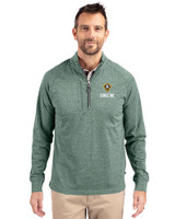 UNC Wilmington Seahawks - Cutter & Buck Adapt Eco Knit Heather Recycled Mens Quarter Zip Pullover Hunter Heather Front