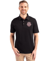Indiana Hoosiers College Football Playoff 2025 National Champions Cutter & Buck Advantage Eco Tri-Blend Pique Mens Polo Black Front