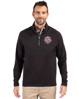 Indiana Hoosiers College Football Playoff 2025 National Champions Cutter & Buck Adapt Eco Knit Hybrid Recycled Mens Quarter Zip Black Front