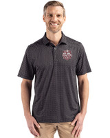 Indiana Hoosiers College Football Playoff 2025 National Champions Cutter & Buck Pike Eco Shadow Check Print Recycled Mens Big & Tall Polo Black Front