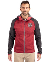 Indiana Hoosiers College Football Playoff 2025 National Champions Cutter & Buck Mainsail Full Zip Hooded Mens Jacket Cardinal Red Heather/Charcoal Heather Front