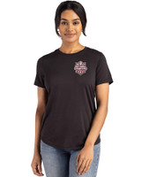 Indiana Hoosiers College Football Playoff 2025 National Champions Cutter & Buck Coastline Eco Epic Comfort Recycled Womens Short Sleeve Tee Black Front