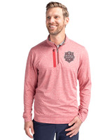 Indiana Hoosiers College Football Playoff 2025 National Champions Cutter & Buck Stealth Heathered Quarter Zip Mens Pullover Cardinal Red Front