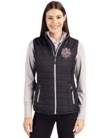 Indiana Hoosiers College Football Playoff 2025 National Champions Cutter & Buck Rainier PrimaLoft® Epic Versatility Womens Insulated Recycled Full Zip Puffer Vest Black Front