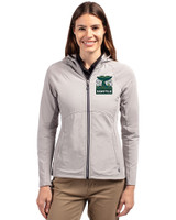 2026 Seattle FIFA World Cup - Cutter & Buck Adapt Eco Knit Hybrid Recycled Womens Full Zip Jacket Polished Medium Gray Front