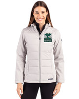 2026 Seattle FIFA World Cup - Cutter & Buck Evoke Hybrid Softshell Recycled Full Zip Womens Hooded Jacket CONCRETE Front