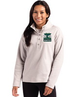 2026 Seattle FIFA World Cup - Cutter & Buck Hunts Point Epic Comfort Textured Fleece Recycled Womens Snap Pullover Polished Medium Gray Front