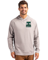 Seattle 2026 Soccer - Cutter & Buck Adapt Recycled Soft Knit Stretch Mens Heathered Hooded Pullover Polished Heather Front