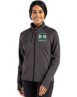 2026 Seattle FIFA World Cup Cutter & Buck Peshastin Fleece Recycled Womens Full Zip Jacket Black Heather Front