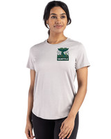 Seattle 2026 Soccer - Cutter & Buck Coastline Recycled Double Peached Womens Short Sleeve Tee CONCRETE Front