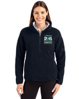 2026 Seattle FIFA World Cup Cutter & Buck Cascade Eco Sherpa Fleece Womens Pullover Jacket Navy Blue Front