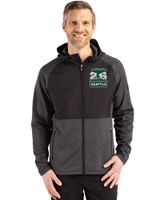 2026 Seattle FIFA World Cup Cutter & Buck Peshastin Fleece Recycled Mens Hybrid Jacket Black Heather Front
