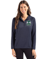 2026 Seattle FIFA World Cup Cutter & Buck Coastline Eco Epic Comfort Recycled Womens Hooded Shirt Navy Blue Front