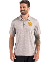San Diego Padres Cutter & Buck Coastline Recycled Double Peached Camo Print Mens Polo CONCRETE Front