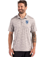New York Mets Cutter & Buck Coastline Epic Comfort Camo Print Recycled Mens Polo CONCRETE Front