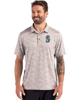 Seattle Mariners Cutter & Buck Coastline Epic Comfort Camo Print Recycled Mens Polo CONCRETE Front