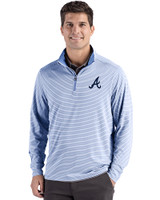 Atlanta Braves Cutter & Buck Forge Epic Confidence Recycled Double Stripe Mens Quarter Zip Atlas/White Front