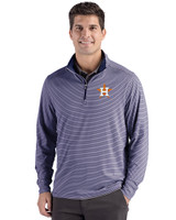 Houston Astros Cutter & Buck Forge Epic Confidence Recycled Double Stripe Mens Quarter Zip Navy Blue/White Front