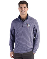 Cleveland Guardians Cutter & Buck Forge Epic Confidence Recycled Double Stripe Mens Quarter Zip Navy Blue/White Front