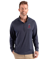 Los Angeles Angels Cutter & Buck Forge Epic Confidence Recycled Mens Big & Tall Quarter Zip Dark Navy Blue Heather Front