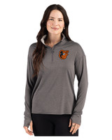 Baltimore Orioles Cutter & Buck Forge Epic Confidence Recycled Womens Quarter Zip Dark Black Heather Front
