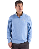 Tampa Bay Rays Cutter & Buck Forge Epic Confidence Recycled Mens Quarter Zip Dark Atlas Heather Front