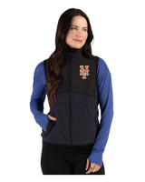 New York Mets Cutter & Buck Hunts Point Recycled Fleece Womens Hybrid Full Zip Vest Black Front