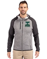 Seattle 2026 Soccer - Cutter & Buck Mainsail Sweater-Knit Mens Full Zip Hooded Jacket Polished Heather/Charcoal Heather Front