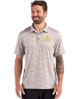 Seattle Mariners Cooperstown Cutter & Buck Coastline Epic Comfort Camo Print Recycled Mens Polo CONCRETE Front