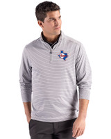 Texas Rangers Cooperstown Cutter & Buck Forge Epic Confidence Recycled Double Stripe Mens Quarter Zip Polished/White Front