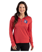 Texas Rangers Cooperstown Cutter & Buck Forge Epic Confidence Recycled Womens Quarter Zip Cardinal Red Heather Front