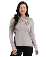 New York Yankees Cooperstown Cutter & Buck Forge Epic Confidence Recycled Womens Quarter Zip Polished Heather Front