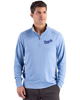 Kansas City Royals Cooperstown Cutter & Buck Forge Epic Confidence Recycled Mens Quarter Zip Dark Atlas Heather Front
