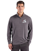 Chicago White Sox Cooperstown Cutter & Buck Forge Epic Confidence Recycled Mens Quarter Zip Dark Black Heather Front