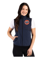 HoustonAstrosCooperstown- Cutter & Buck Hunts Point Epic Comfort Recycled Fleece Womens Vest Navy Blue Front