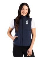 Chicago Cubs Cooperstown Cutter & Buck Hunts Point Epic Comfort Recycled Fleece Womens Vest Navy Blue Front