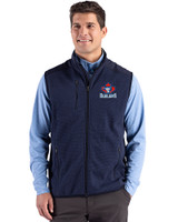 Toronto Blue Jays Cooperstown Cutter & Buck Hunts Point Epic Comfort Recycled Mens Fleece Vest Navy Blue Front