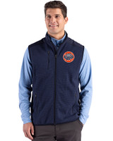 HoustonAstrosCooperstown- Cutter & Buck Hunts Point Epic Comfort Recycled Mens Fleece Vest Navy Blue Front