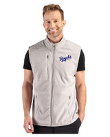Kansas City Royals Cooperstown Cutter & Buck Hunts Point Epic Comfort Recycled Mens Fleece Vest Polished Medium Gray Front